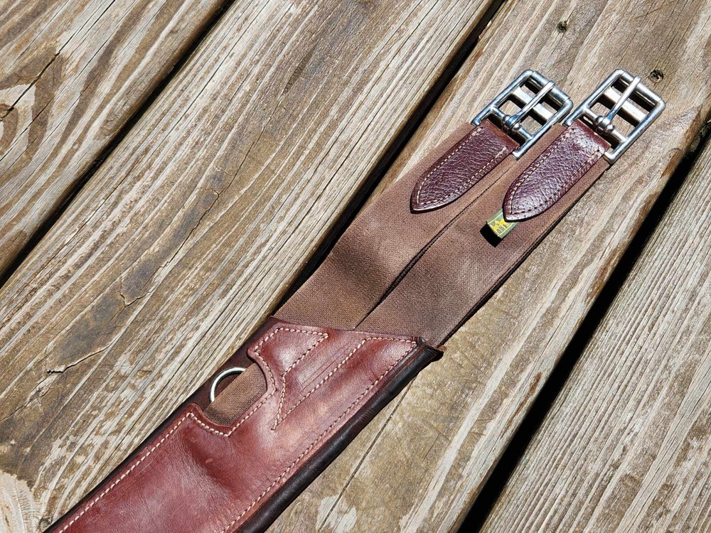 Devoucoux Two Tone Brown Padded Belly Guard Stud Jump Girth - 58"-145cm