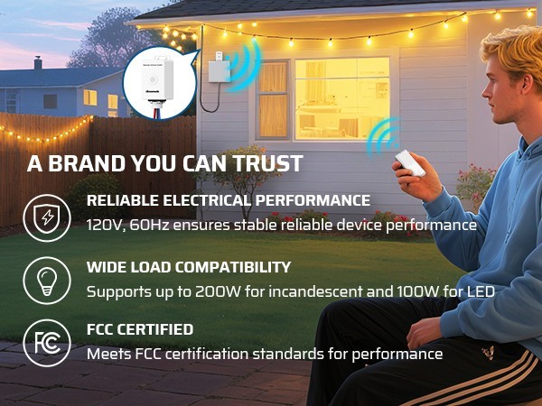 DEWENWILS Wireless Dimmer Switch Kit, Single Pole Outdoor Wireless Light Switch