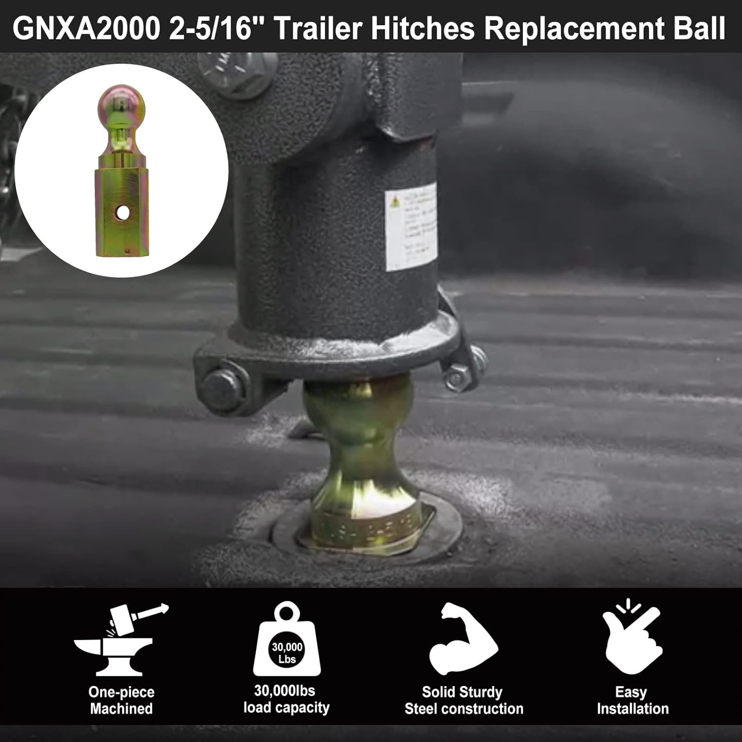GNXA2000 Replacement Gooseneck Turn Over Ball 2-5/16 for B&W Trailer Hitches US