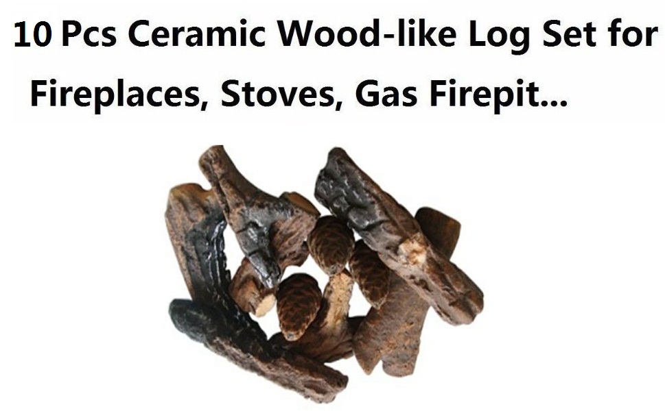 4 5 8 9 10 Pcs Ceramic decorative Log for Gas Fireplace, stoves, firepit