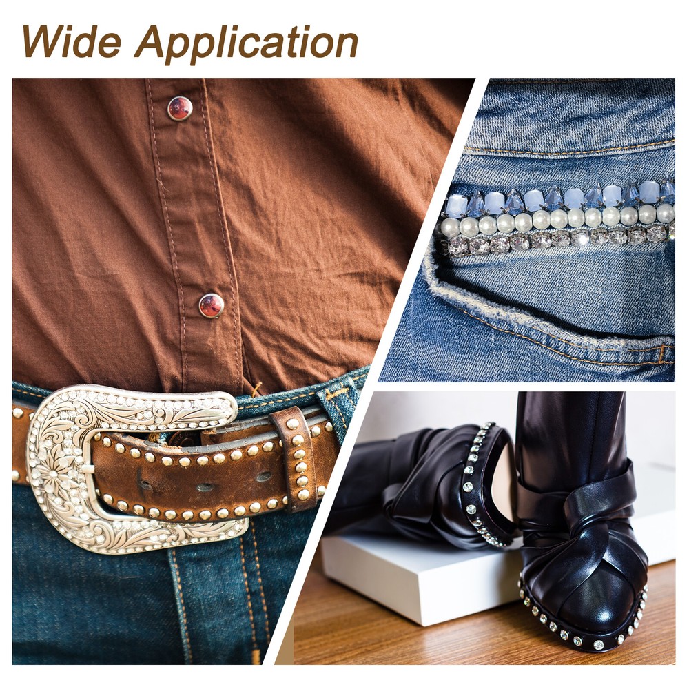 60 Sets Rhinestone Rivets, 7mm Crystal Rivets Leather Rivets, Silver Clear