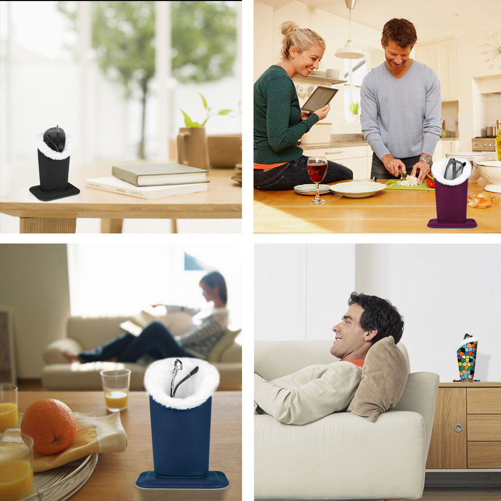 Plush Lined Eyeglasses Holder Eyeglass Protective Desk Stand Case Magnetic Base