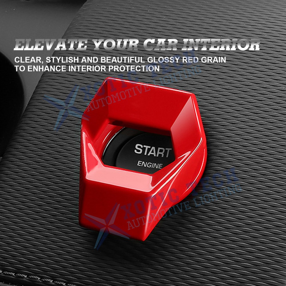 Gloss Red Engine Start Stop Push Button Switch Decor Cover Trim Car Accessories