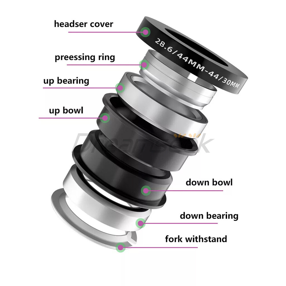 Bicycle Headset Bike Threadless External Bearing Fork Stem Steerer Cap Folding