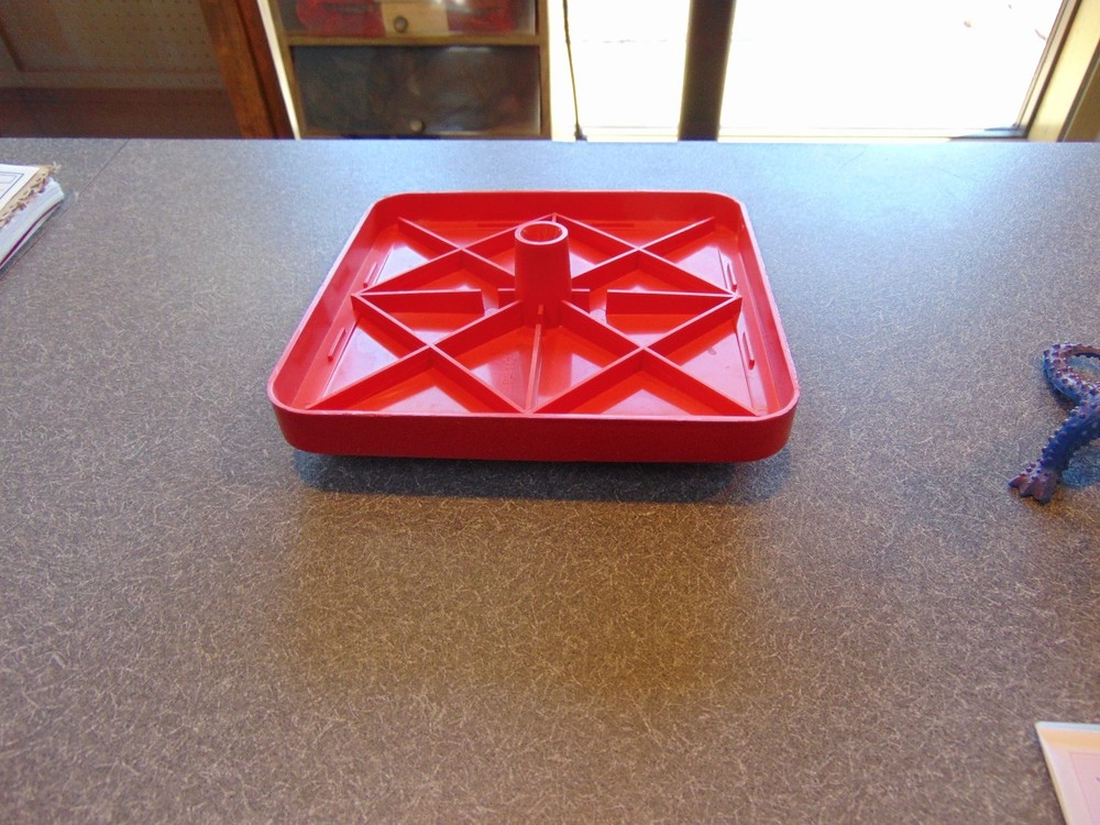 Refurbished Red Candy Machine Plastic Lid. 6 1/4" Inner Diameter Square * NICE *