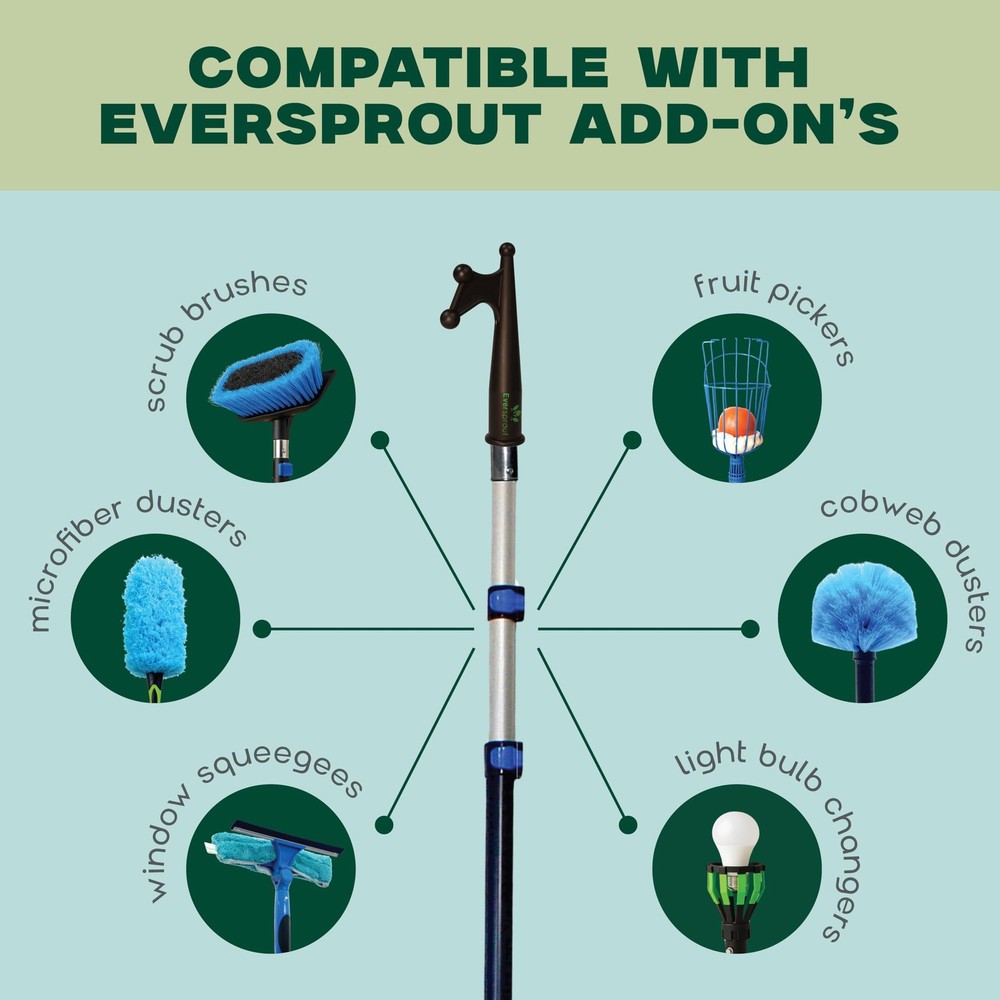 EVERSPROUT 1.5-to-3ft Durable Telescoping Boat Hook – 3' Pole, Blue