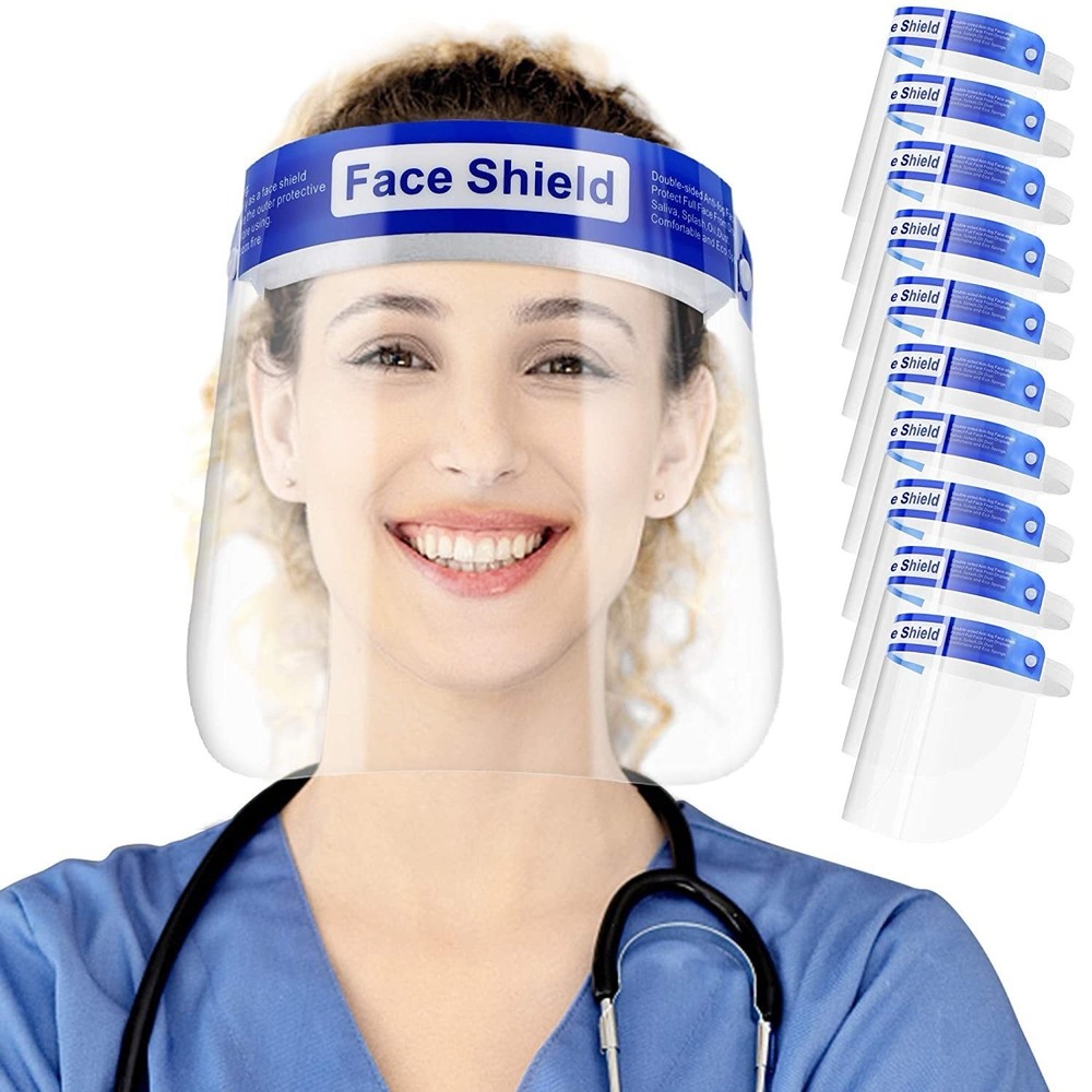10-pcs Face Shield Screen Safety Protective Eye Splash Proof Full Head-Mounted