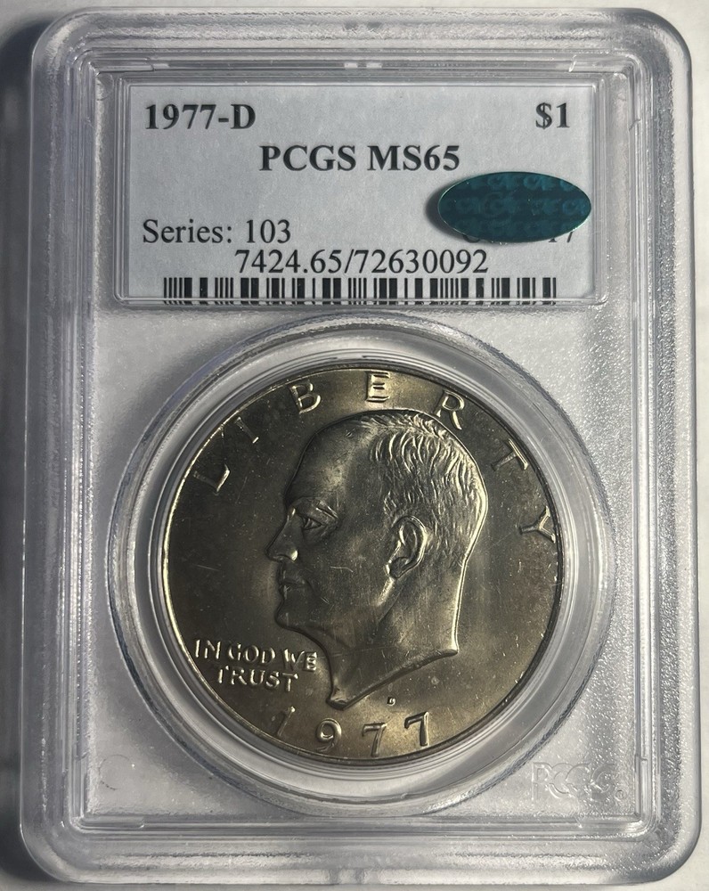 1977-D EISENHOWER IKE DOLLAR GRADED PCGS MS65 CAC TONED