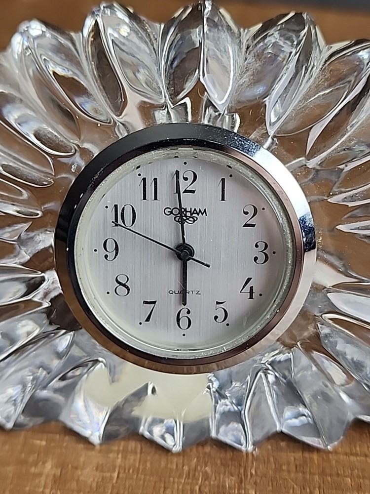 Gorham Decorative Crystal Clock Full Lead Crystal Needs Battery