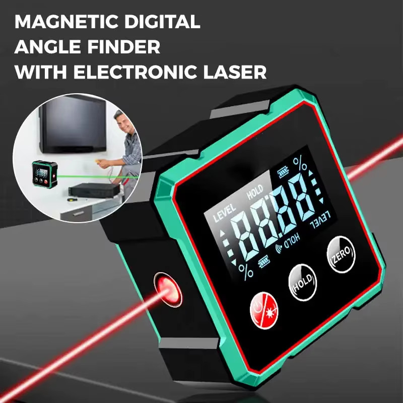 360° LCD Electronic Protractor Mini Inclinometer Measuring Tool Magnetic Digital