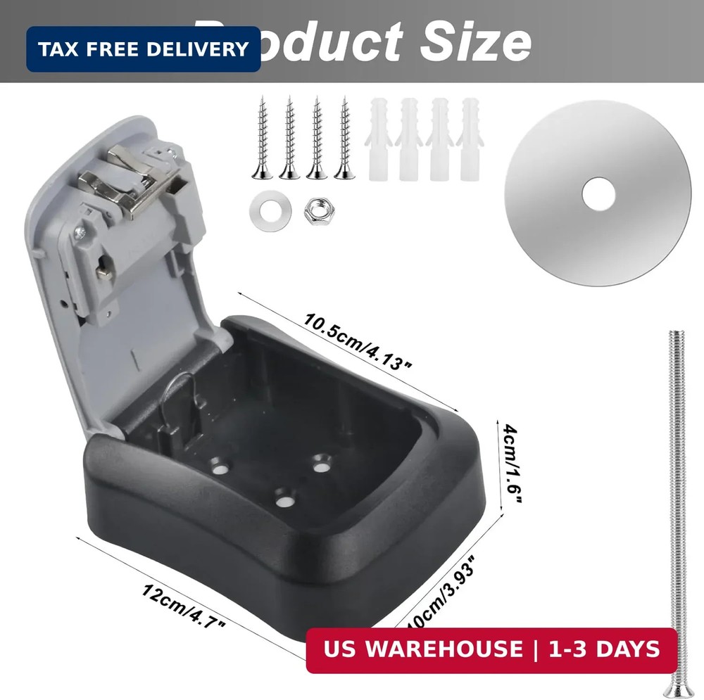 Key Lock Box for Outside, Wall Mounted, Waterproof Resettable Code Safe Security