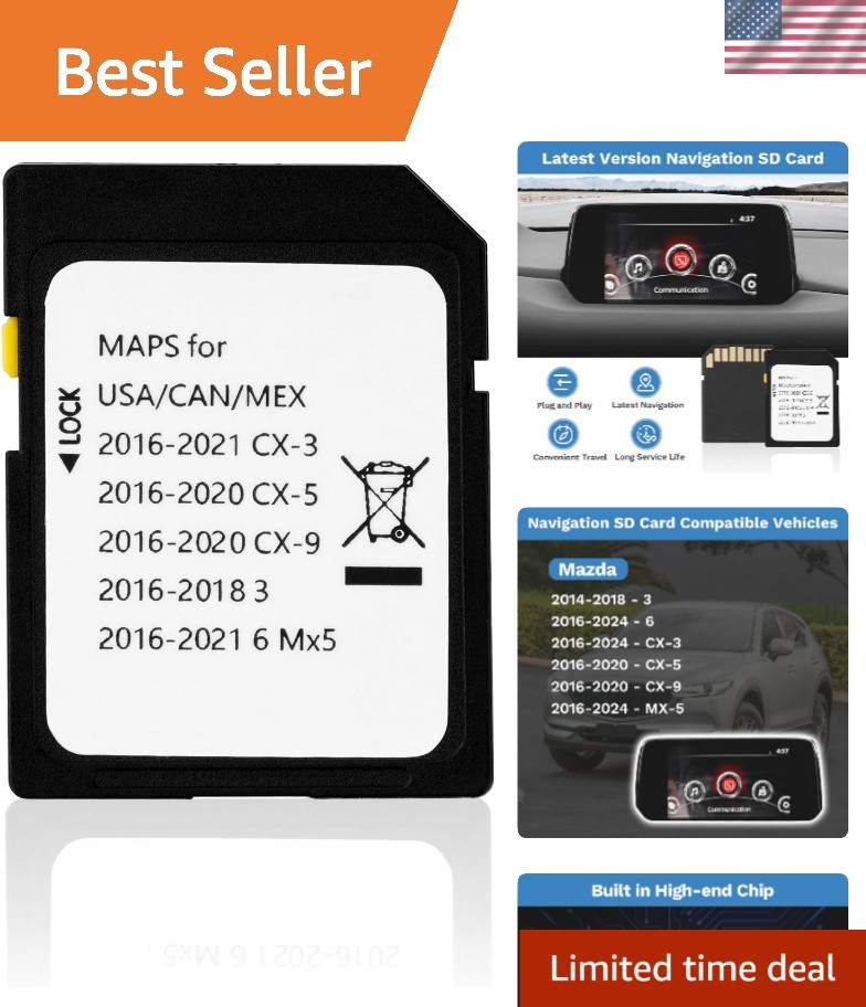 Latest Version Navigation SD Card Fits for Mazda 2014-2018 - 3, 2016-2024 - M...