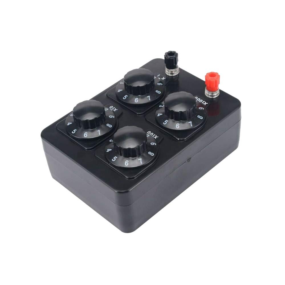 Acxico 1Pcs 0-9999 Ohm Simple Resistance Box Precision Variable Black