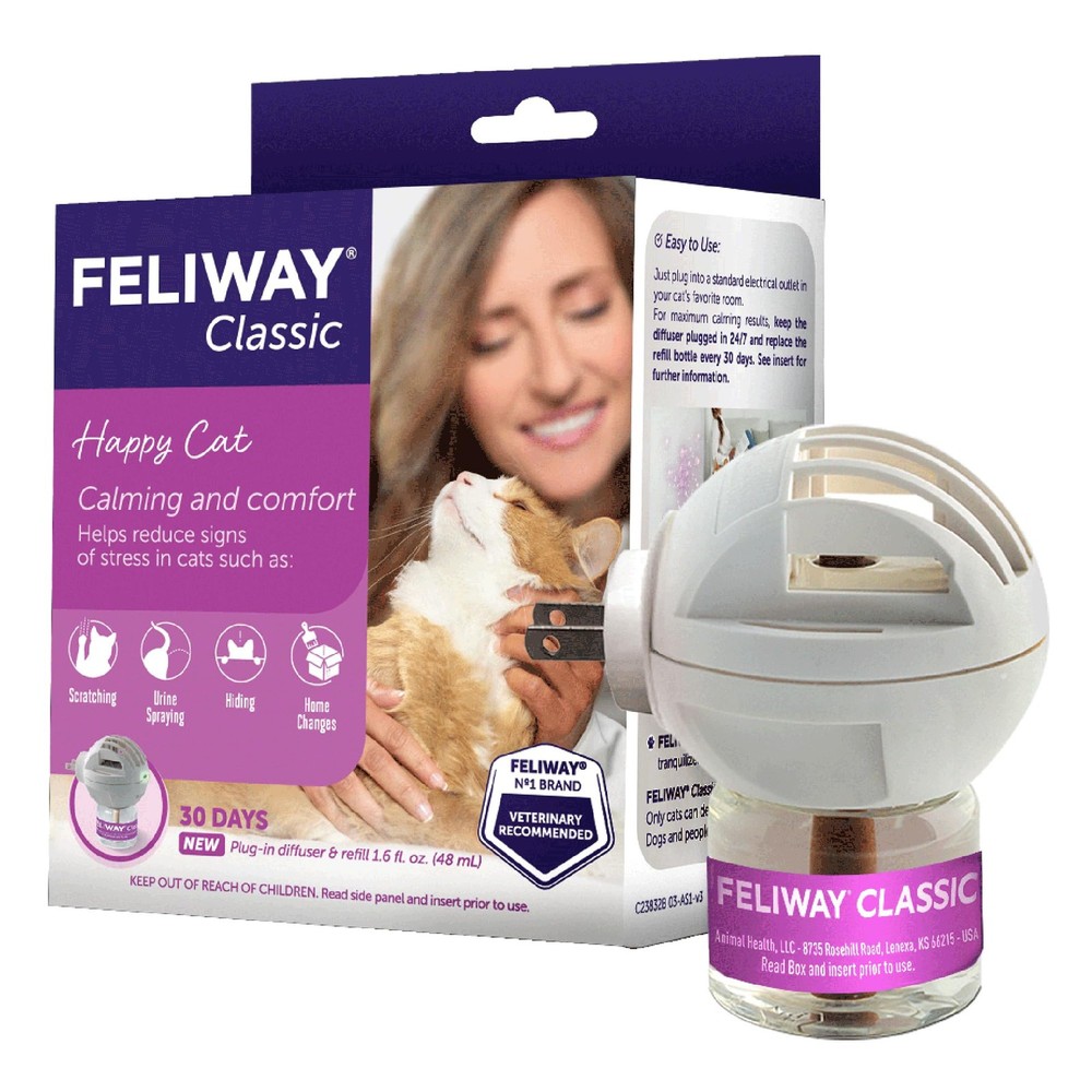 FELIWAY Classic 30 Day Cat Calming Plug In Pheromone Diffuser Starter Kit,...