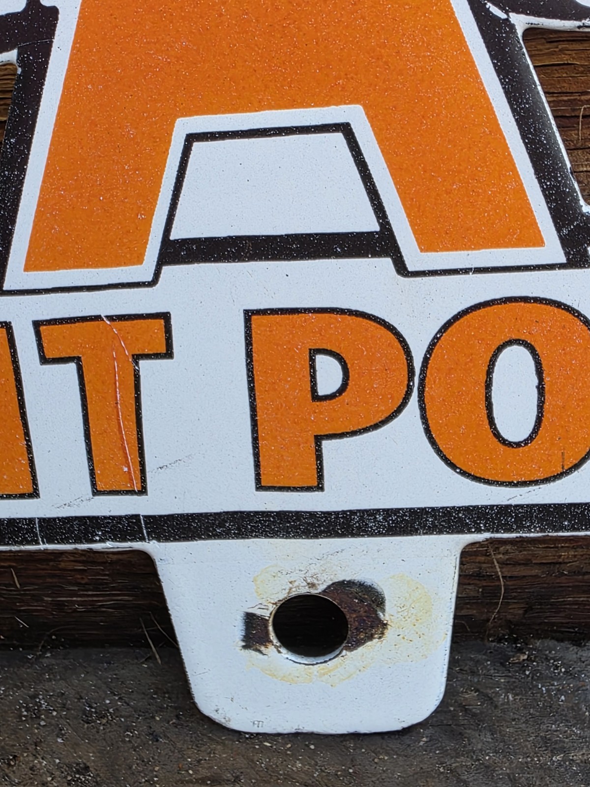 VINTAGE FLYING A GIANT POWER PORCELAIN LICENSE PLATE TOPPER 11"x7"