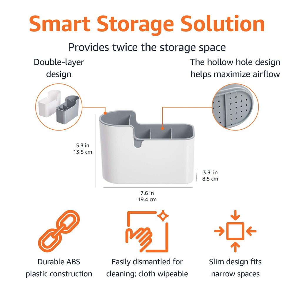 Amazon Basics Countertop & Wall Organization for Utensils, Space-Saving, Divided