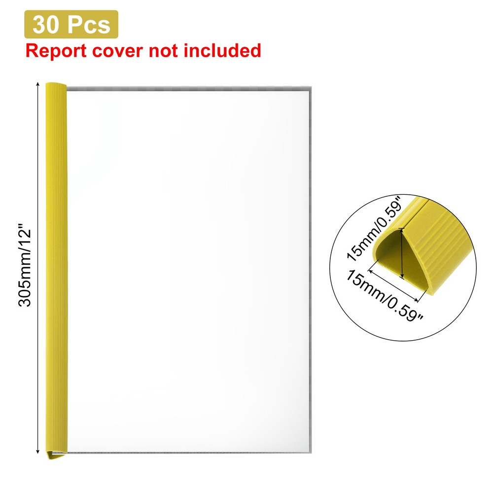 30Pcs 13x15mm Binding Bars, 120 Sheets Capacity, Yellow