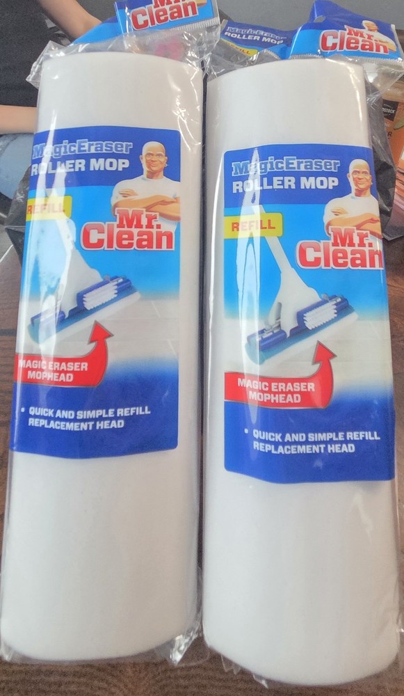 2 PACK- Mr. Clean Magic Cleaning Eraser White Roller Mop Refill Replacement NEW