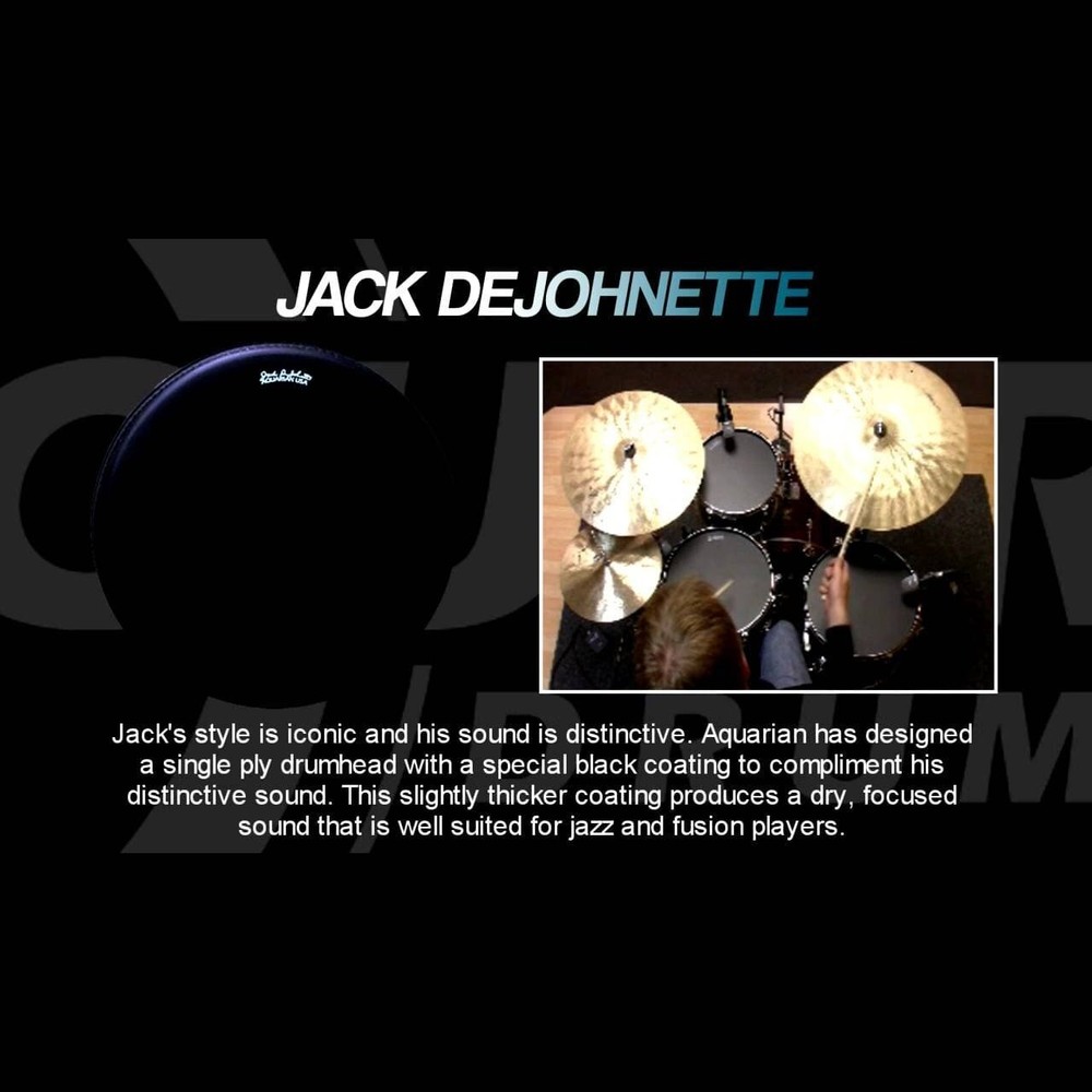 Aquarian Jack DeJohnette Coated Black Drumhead 14"