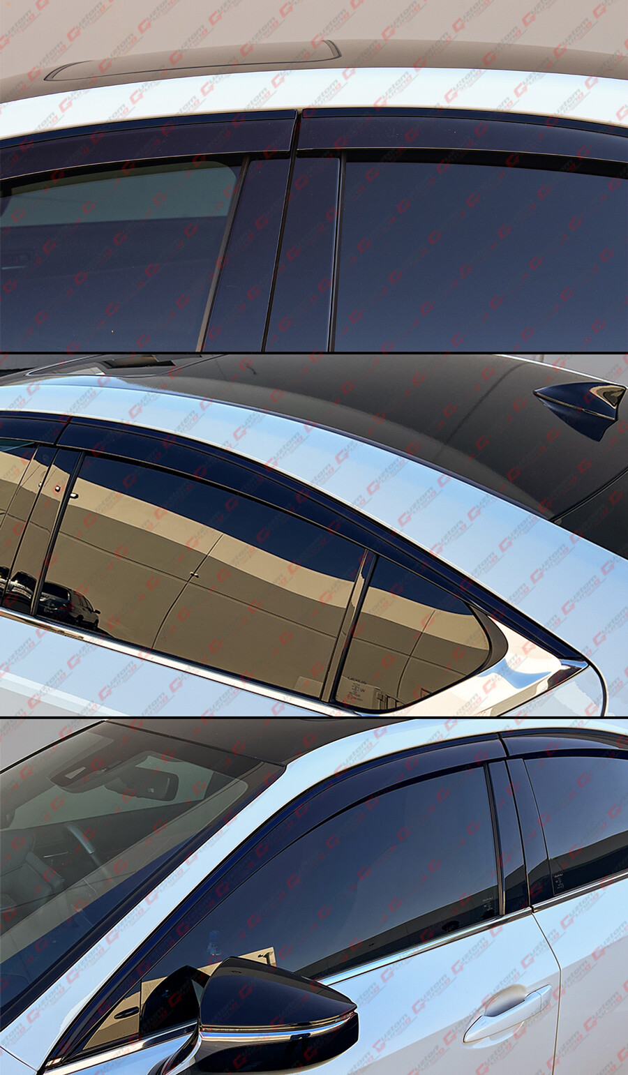 FOR 21-23 LEXUS IS300 IS350 PREMIUM BLACK TRIM WINDOW VISOR RAIN GUARD W/ CLIPS