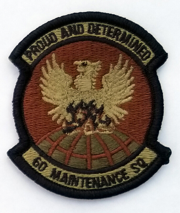US Air Force 60th Maintenance Squadron Subdued Hook Back Patch