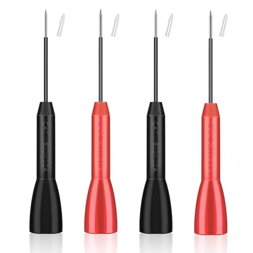 4 Pack Multimeter Test Lead Needle Probes, 2mm Insulation Piercing Back Probe