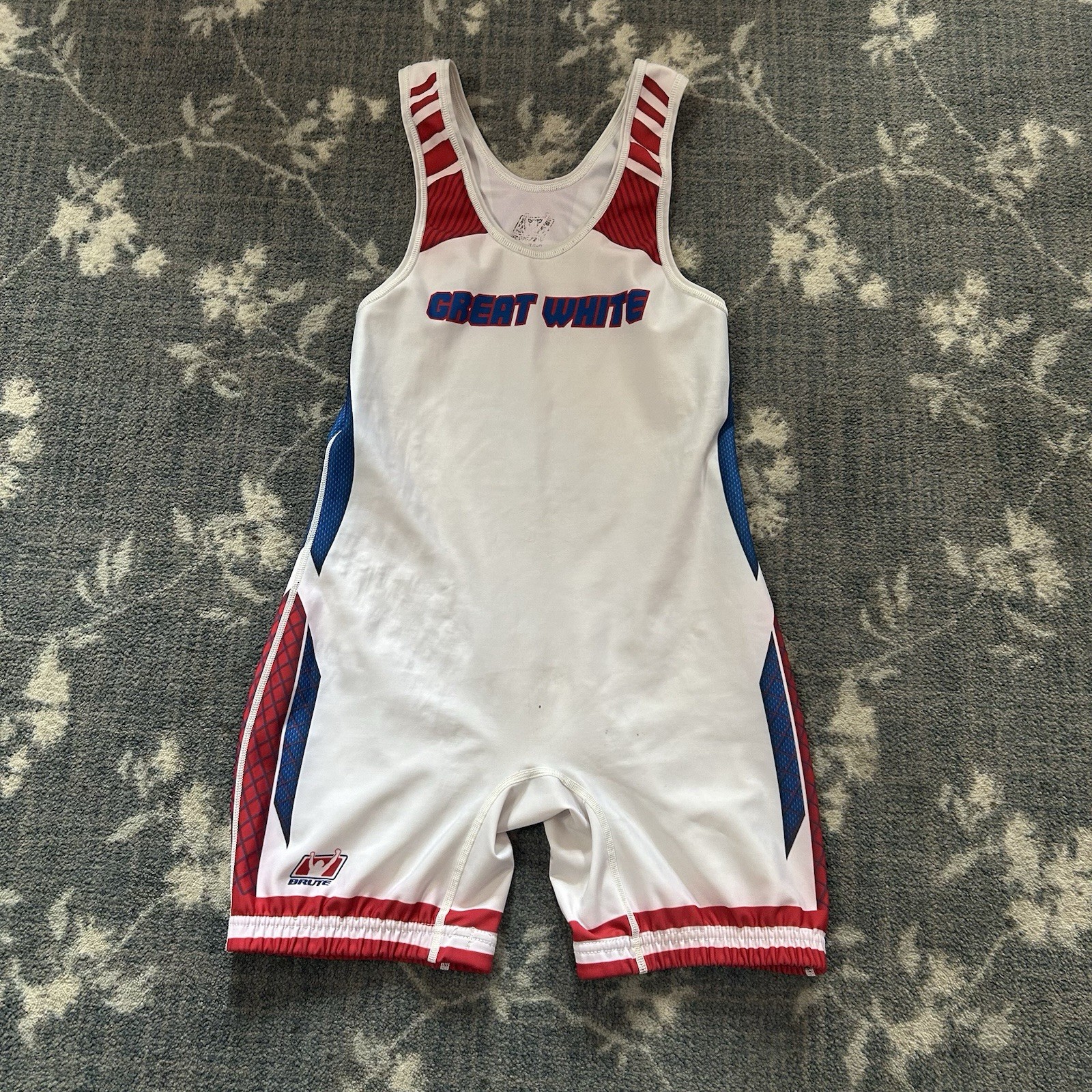Great white Wrestling Team singlet Connecticut  USA Brute Medium Rare Color