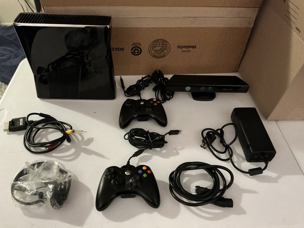 Microsoft Xbox 360 Black Video Game Console with Kinect Sensor & Accessories