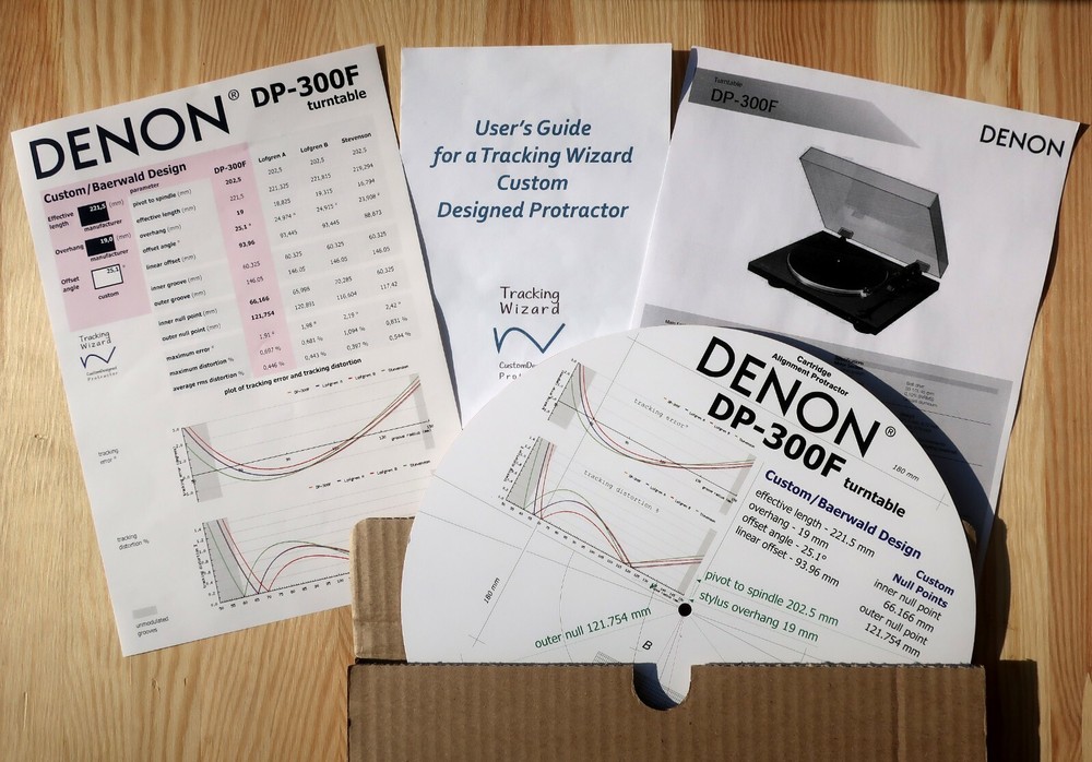 Denon DP-300F Custom Designed Tonearm Cartridge Stylus Alignment Protractor