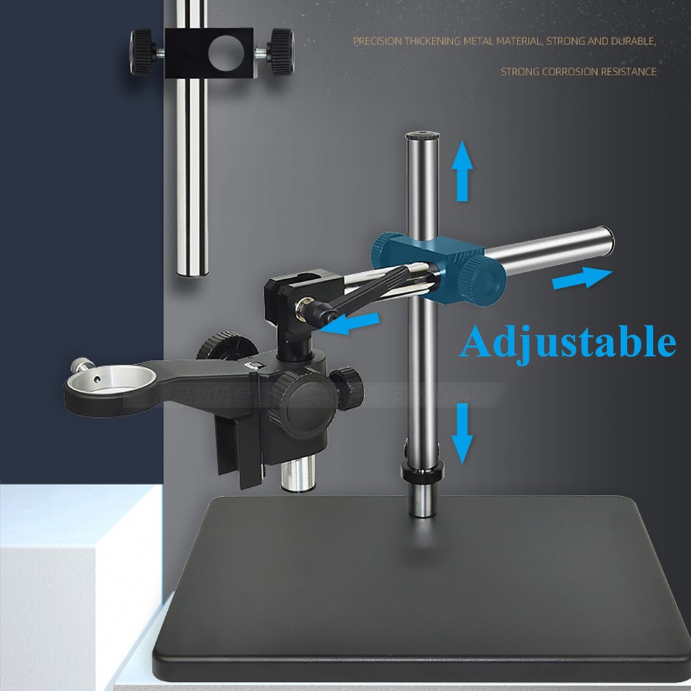Adjustable Microscope Boom Stand Large Stereo Arm Table Stand Holder 50mm Ring