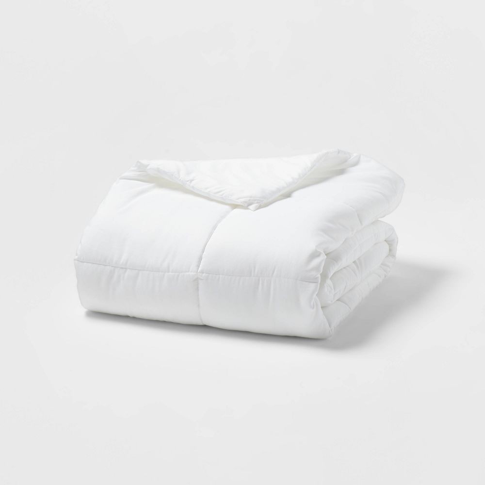 Room Essentials Percale Comforter Box Quilting Lightweight Fabric, White, King