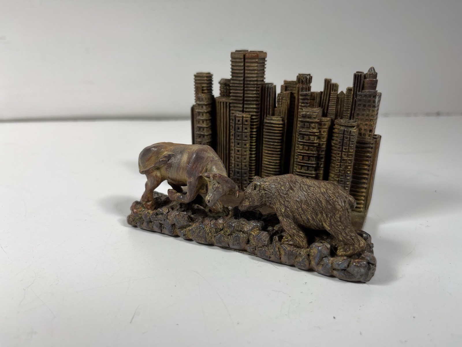 BEAR & BULL Wall Street Stock Market Business card Holder Indigo Gate Silvestri