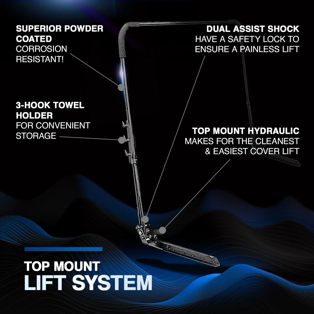 Puri Tech Elevate Spa Cover Lift Top Mount Hydraulic Powder Coated Aluminum