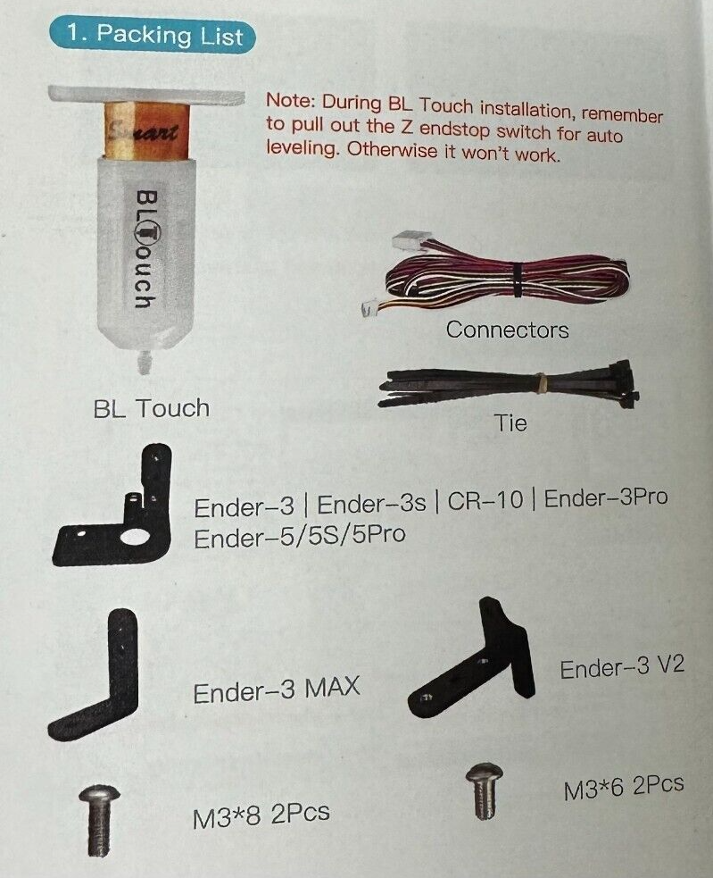 Creality 3D Printer BL Touch Auto Bed Leveling Kit 32 Bit for Ender 3 Pro CR-10