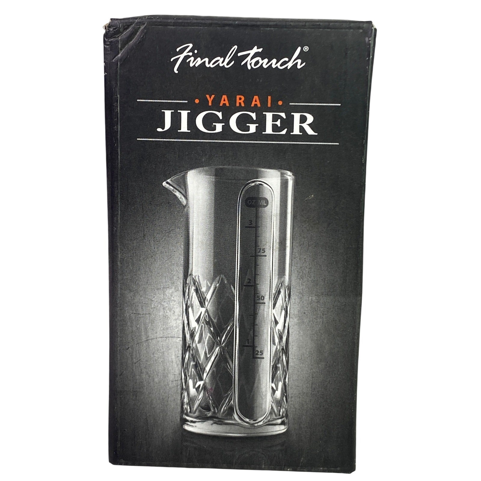 Final Touch Yarai Jigger Glass 3.4oz 100ml Cocktail Mixing Bar Cart