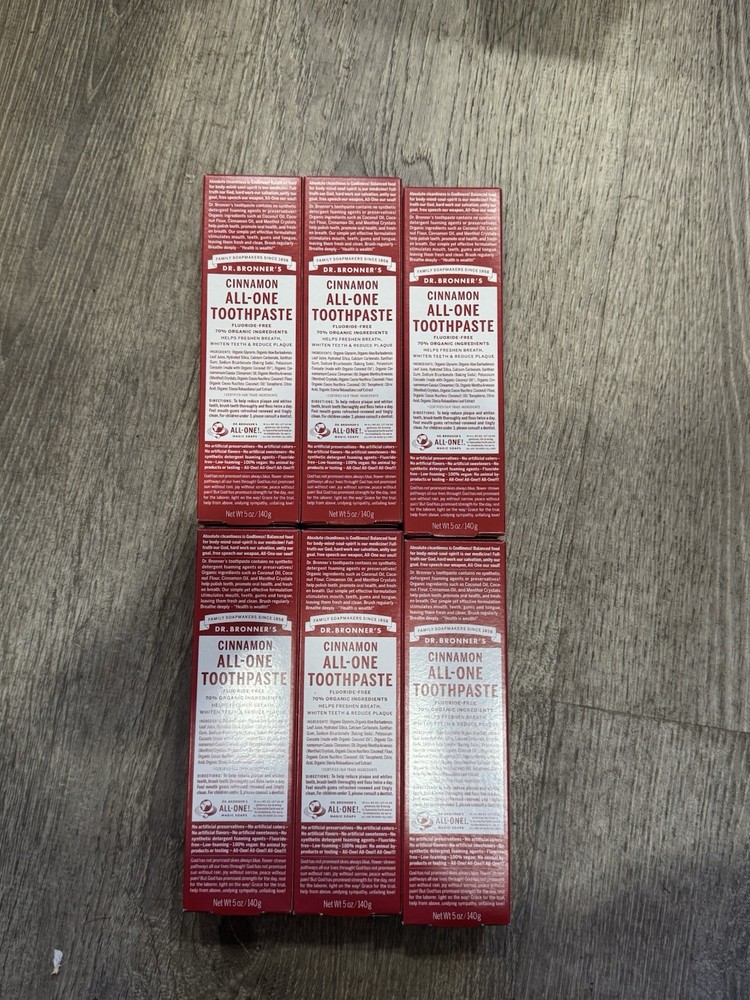 6 Pack!! Dr Bronner's Cinnamon Organic All-One Toothpaste 5 Oz. Each.
