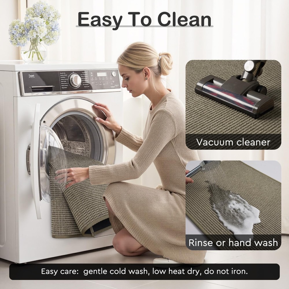 Bathroom Runner Rugs-Chenille Absorbent Bath Mat Runner Quick Dry-Rubber Back...
