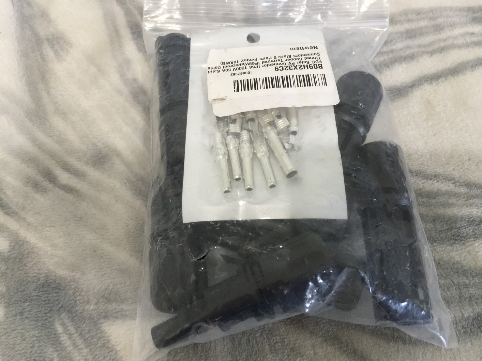 Solar Pv Connector Ip68 1500v 40a Hollow Tinned Copper Terminal Black 5 Pairs