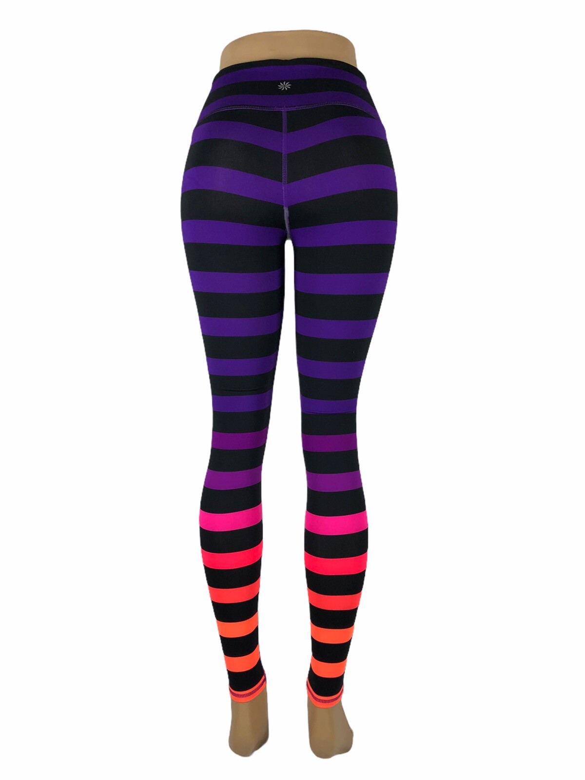 ATHLETA Women XS High Rise Bold Stripe Chaturanga Tight Leggings Yoga 153086 EUC