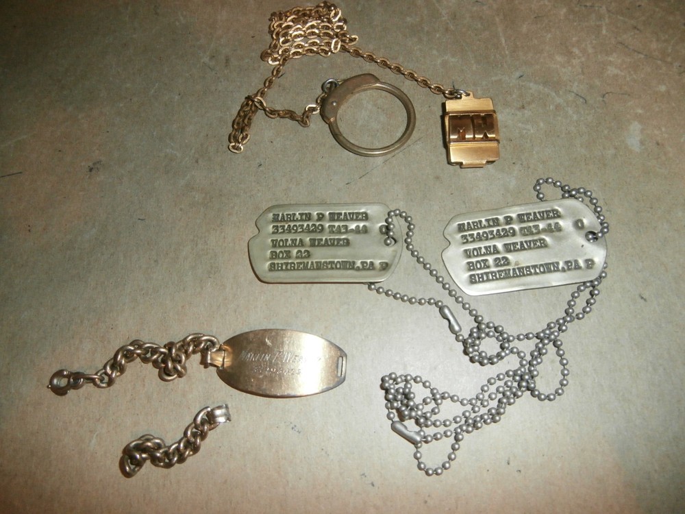 US Army WWII Dog Tags w/ Next of Kin with Bracelet & Keychain Shiremanstown PA