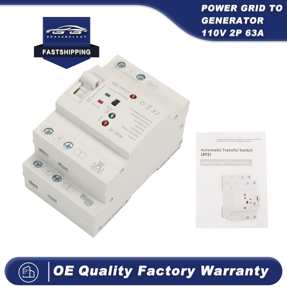 Mini Dual Power Automatic Transfer Switch Grid to Alternator 2P 63A 110V US