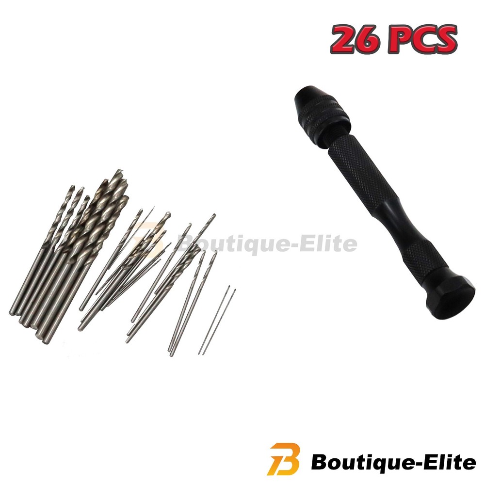 26PCS/Set Hobby Precision Pin Vise Mini Micro Hand Twist Drill Bits Rotary Tool