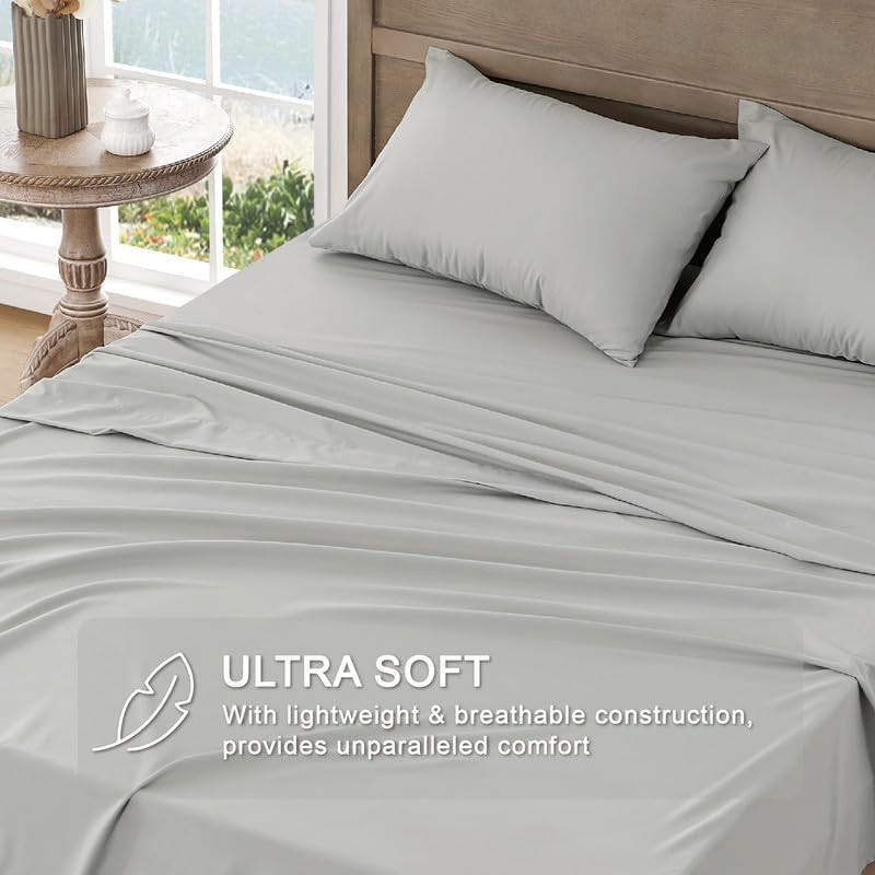 Bed Sheets - Ultra Soft Sheets for Bed - Brushed Twin 03 - Light Grey