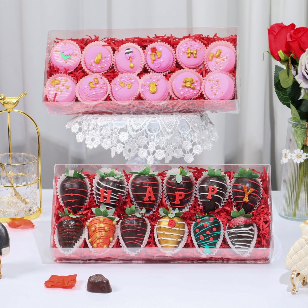 RomanticBaking 20PCS Clear Cookie Boxes 12x5x2in Easter Treat Bakery Gift Box