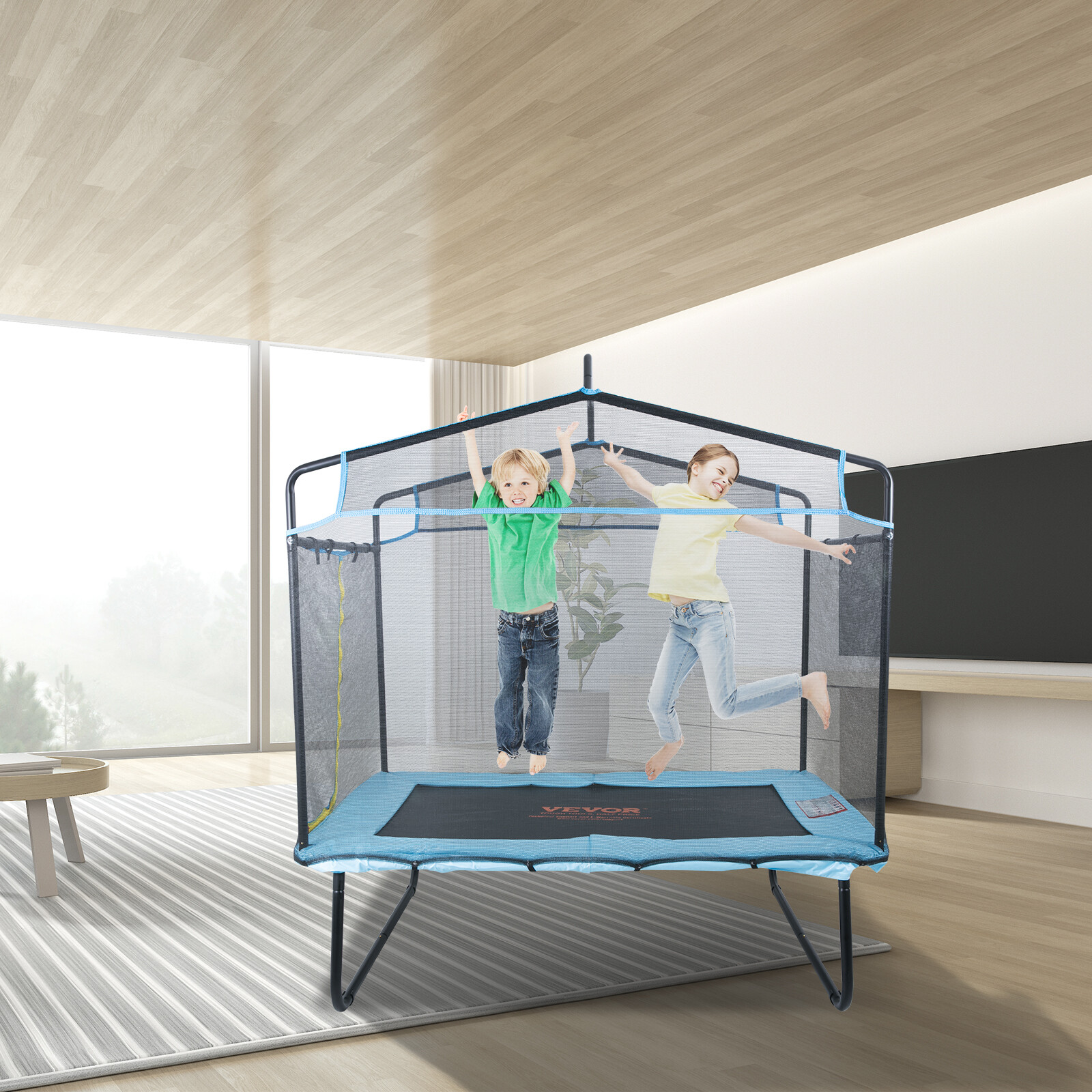 VEVOR 6FT Trampoline for Kids Toddlers with Enclosure Net Gymnastics Bar Hammock