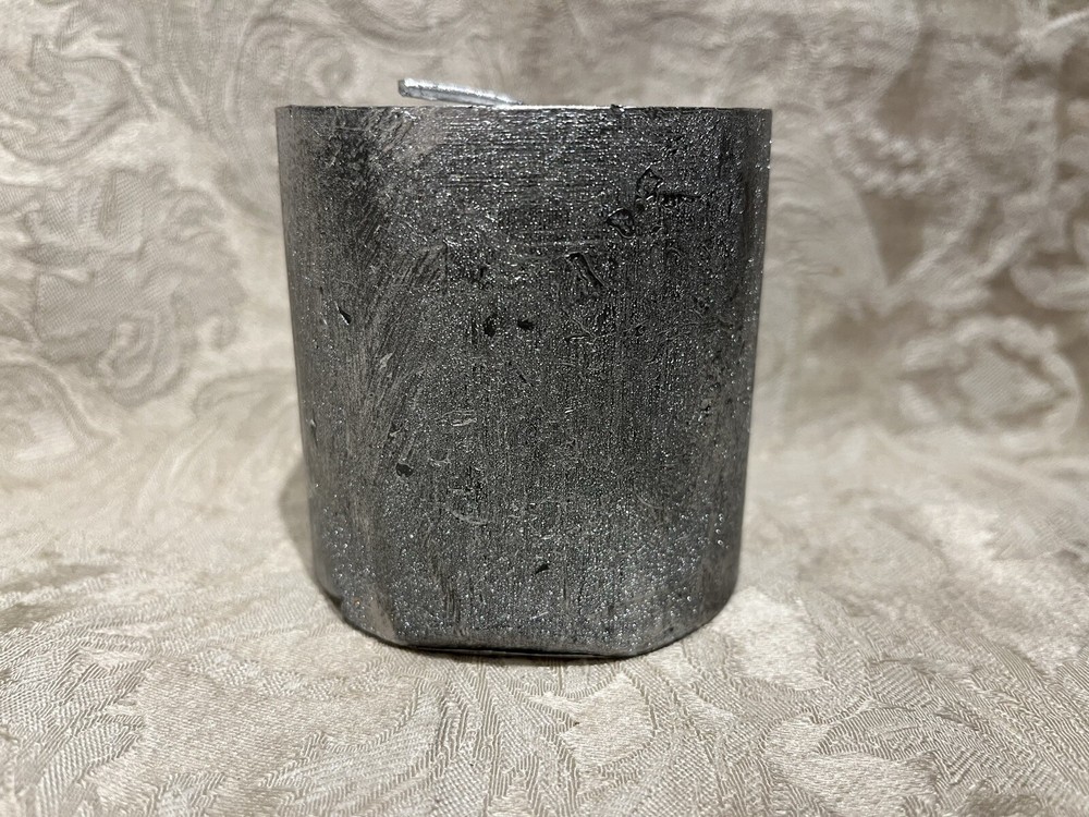 Pottery Barn SILVER GILT PILLAR CANDLE 3 X 3