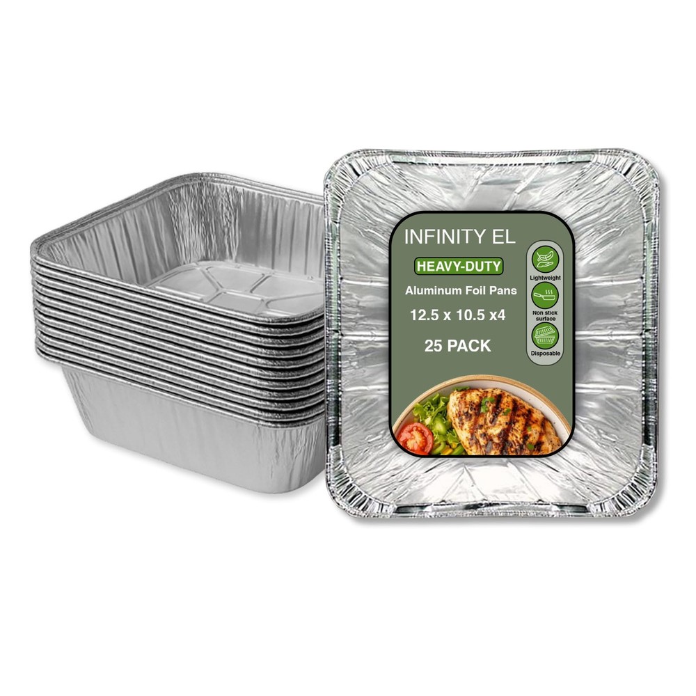 INFINITY EL Disposable Aluminum Foil (Half Pan Extra-Deep/20 Pack), Silver