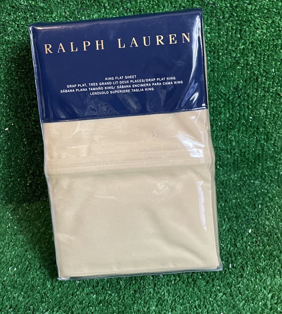Ralph Lauren 464 Solid Percale KING Flat Sheet MSRP$145 NIP Burnished Chamois
