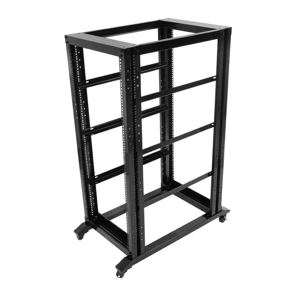 27U 4 Post Open Frame Server Rack Network 22" Adjustable Depth W/ Casters