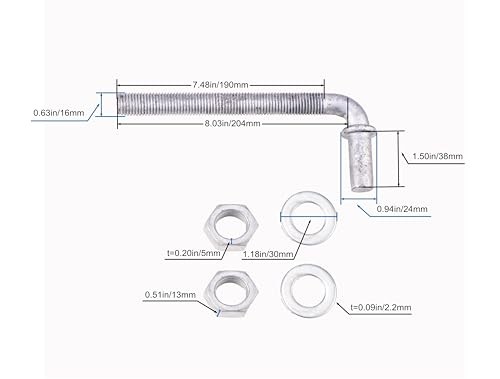 J-Bolt Post Hinge with 5/8" Hinge Pin Galvanized Post Gate Hinge for 8" (4 Pcs)